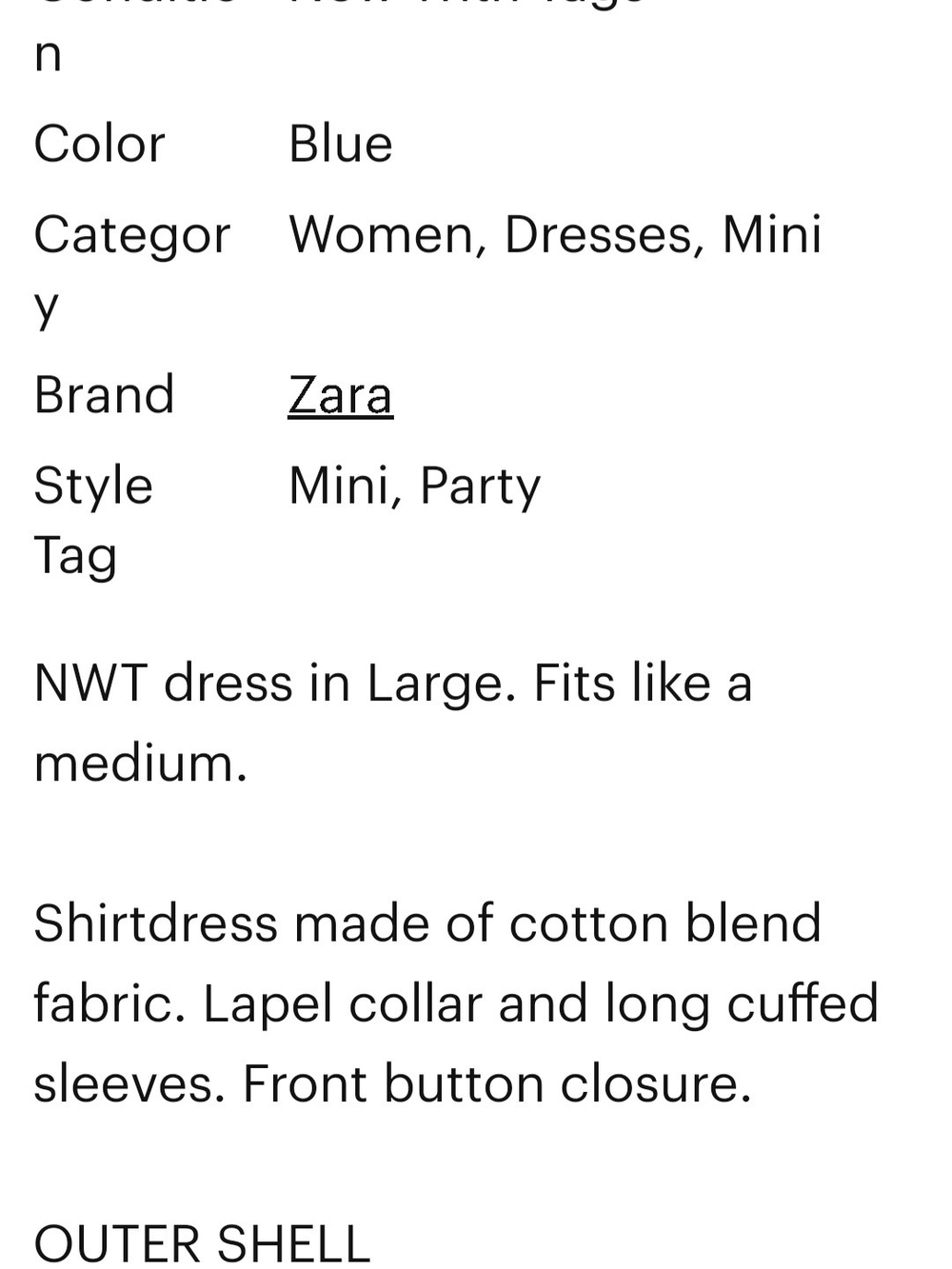 Zara Vibrant Turquoise Button-Down Shirt Dress - Picture 7 of 7